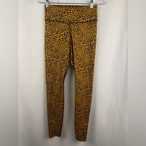 Nike Dri Fit Leopard Print Leggings Small Orange Black High Rise Athletic